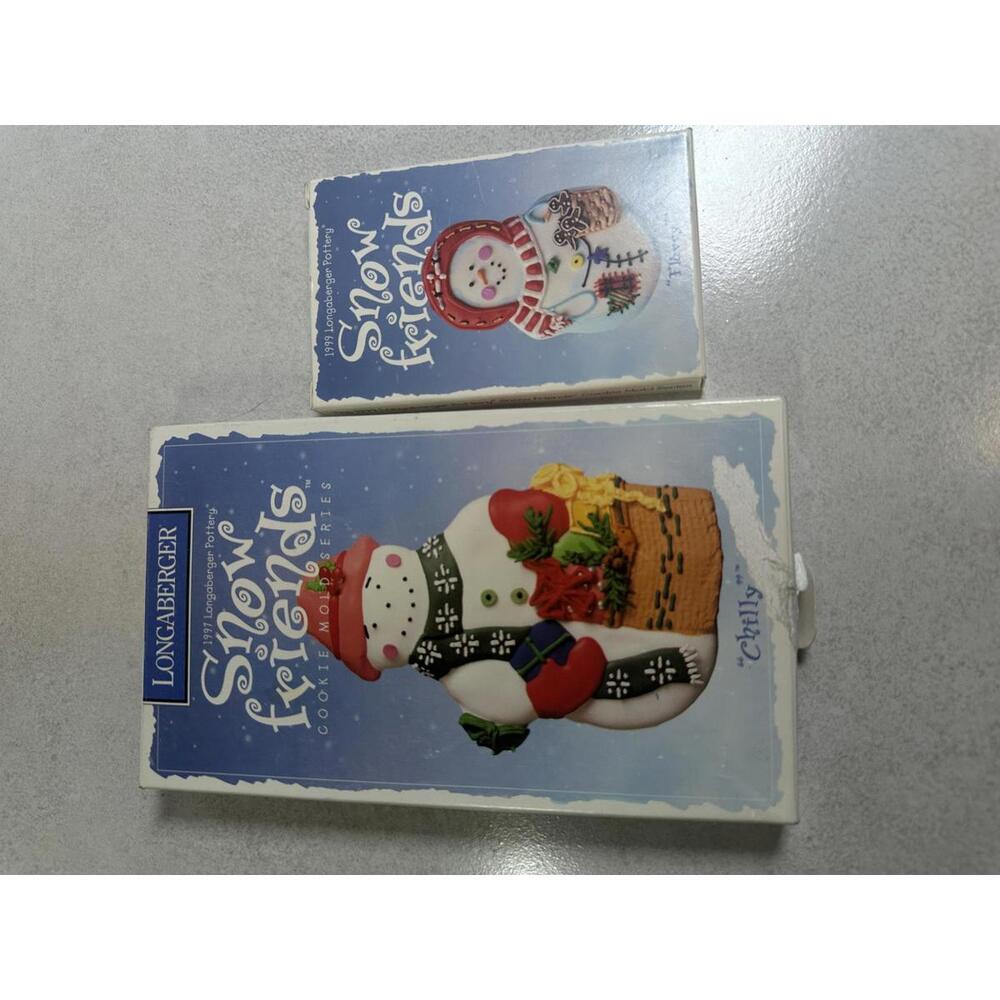 VTG Longaberger Snow Friends Cookie Mold Set Chilly & Flurry 1997–1999